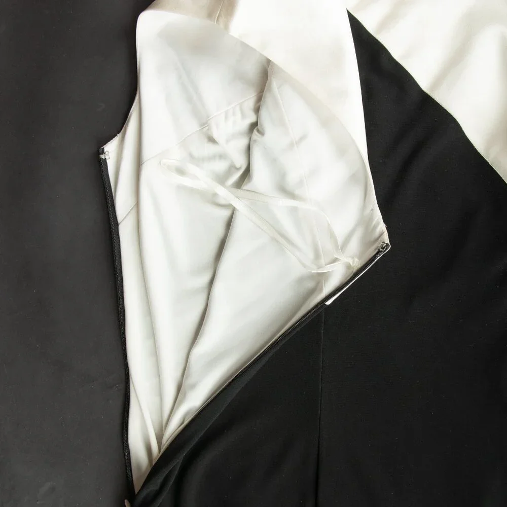 Lauren Ralph Lauren Evening Gown Black and White Embroidered Bodice 2 - Picture 10 of 13